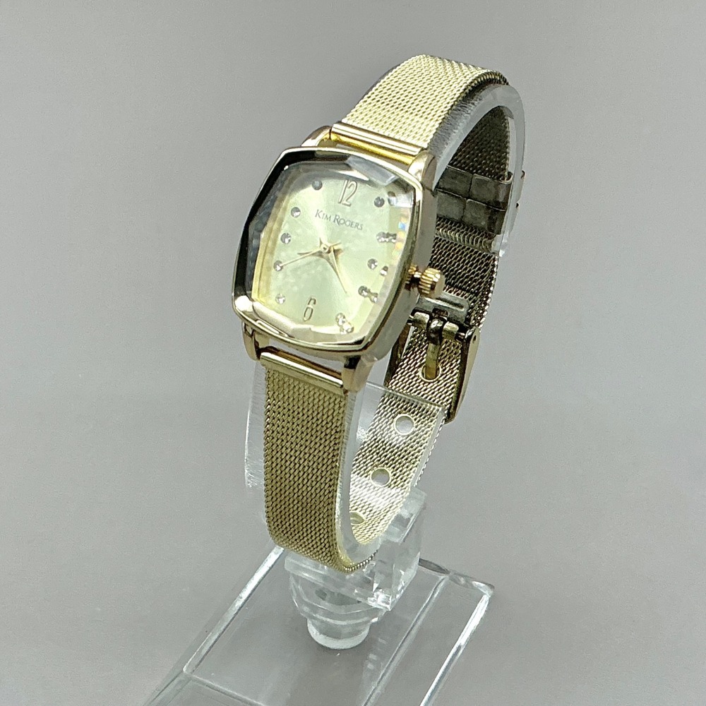 Kim Rogers Watch Womens KR5188GD Gold Mesh Crystal Champagne 8" NEW BATTERY